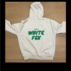 White Fox Boutique Gray Hoodie with Green Print